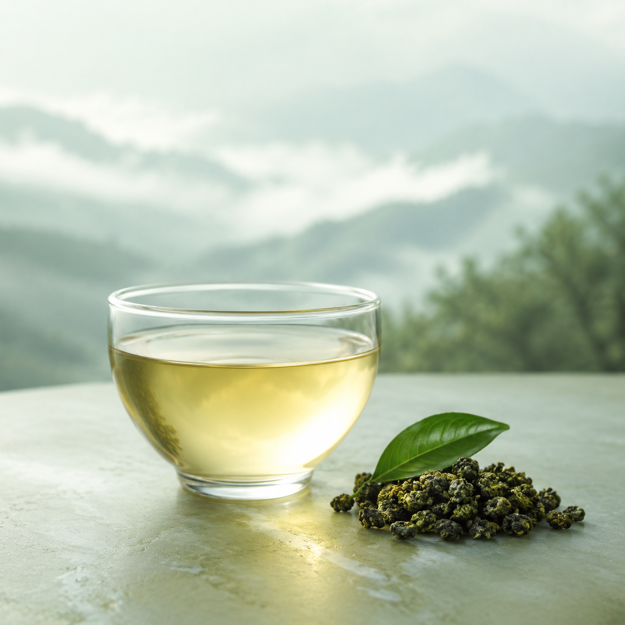High Mountain Oolong tea and loose leaves