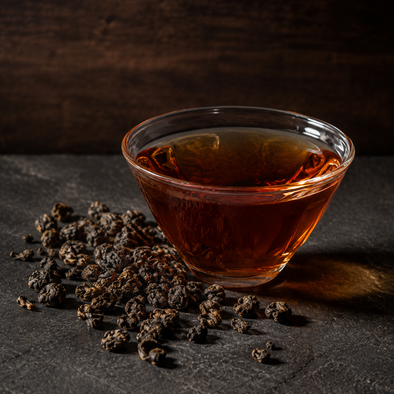Roasted Oolong tea and loose leaves